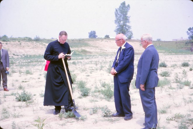 Father J. Raymond McWilliam and wardens Frederick Eckel and Raymond E. Foskett