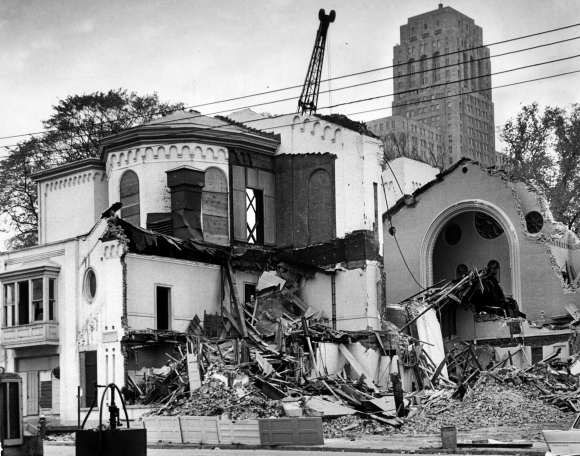 St. Paul's Episcopal Church is demolished to make way the South Mall Oct. 19, 1964, in Albany, N.Y. Historic buildings and streets 1960s, Empire State Plaza. (Times Union archive)