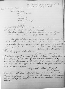 Geo. W. Warren's offer to serve as St. Peter's organist without pay (Vestry Minutes 20 Jun 1846)