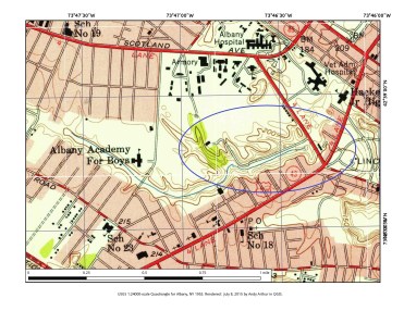 1953 topographic map of Albany's University Heights section (credit andyarthur.org)
