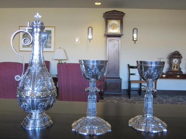 Flagon and Chalices given in memory of Adam Van Allen (1813-1884)