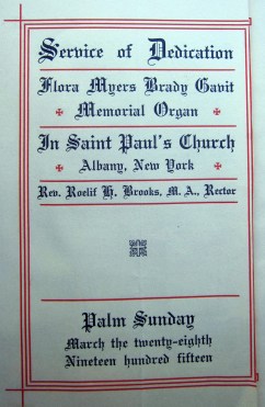 Program, Service of Dedication for Gavit Memorial Organ